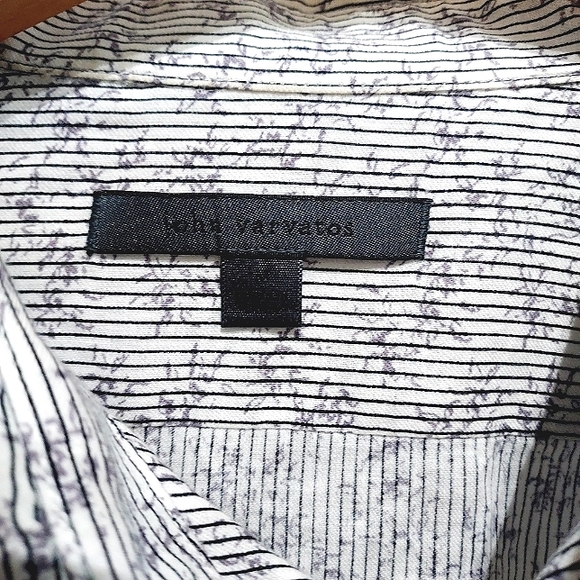 John Varvatos Linen Blend Striped Roll Up Long Sleeve Shirt, M - Picture 4 of 7